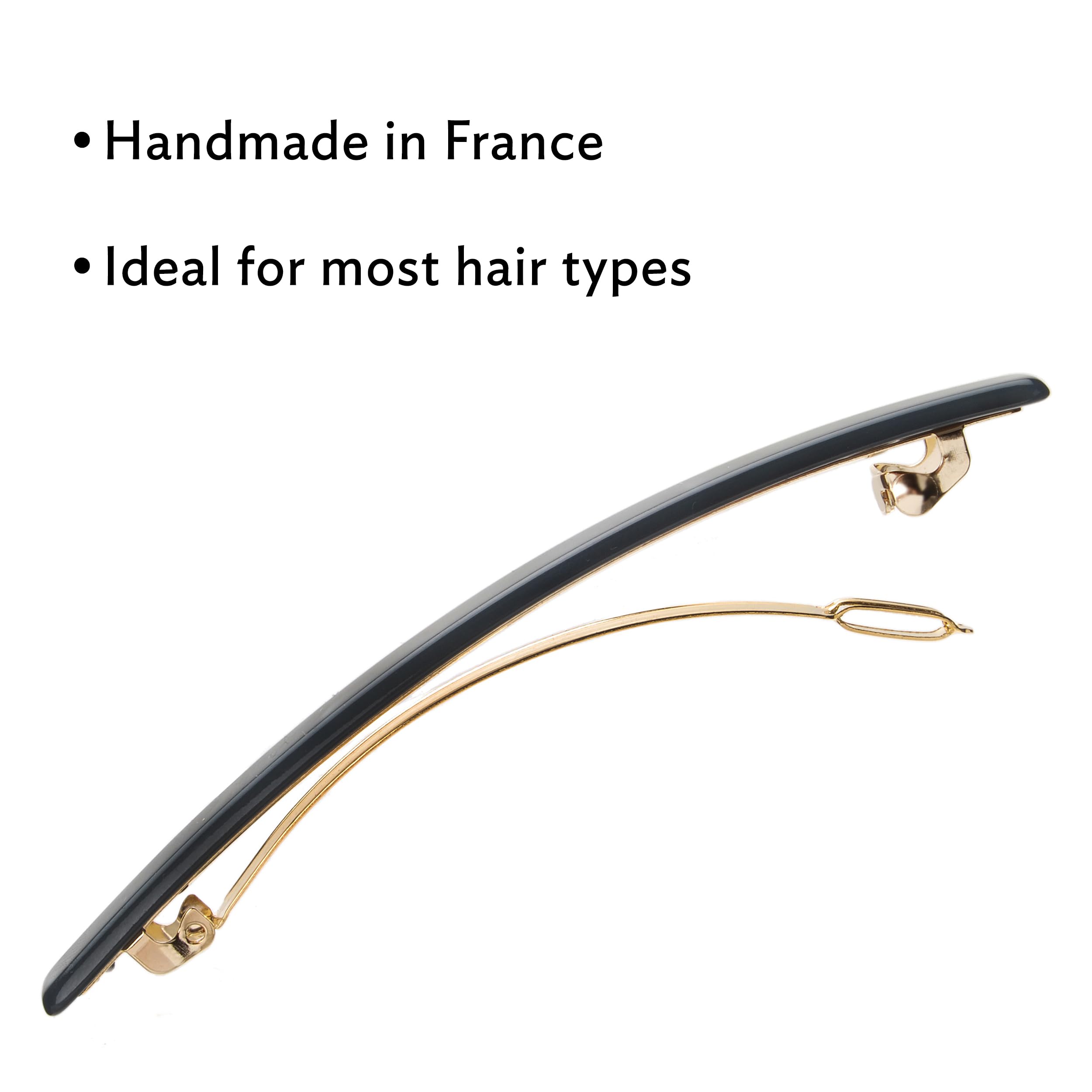 France Luxe damage free hair clip gold plated metal clasp backing view