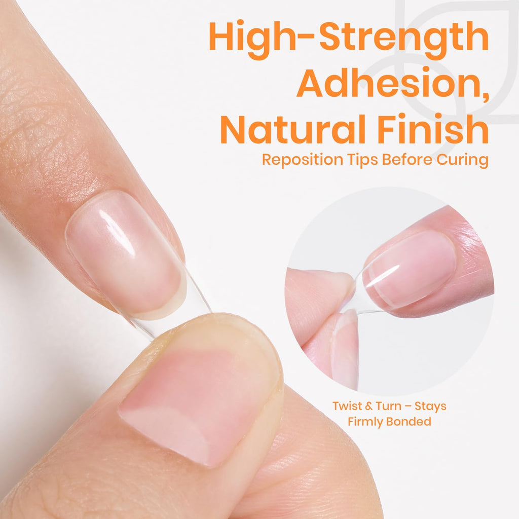 Finished acrylic nail extensions using beetles glue