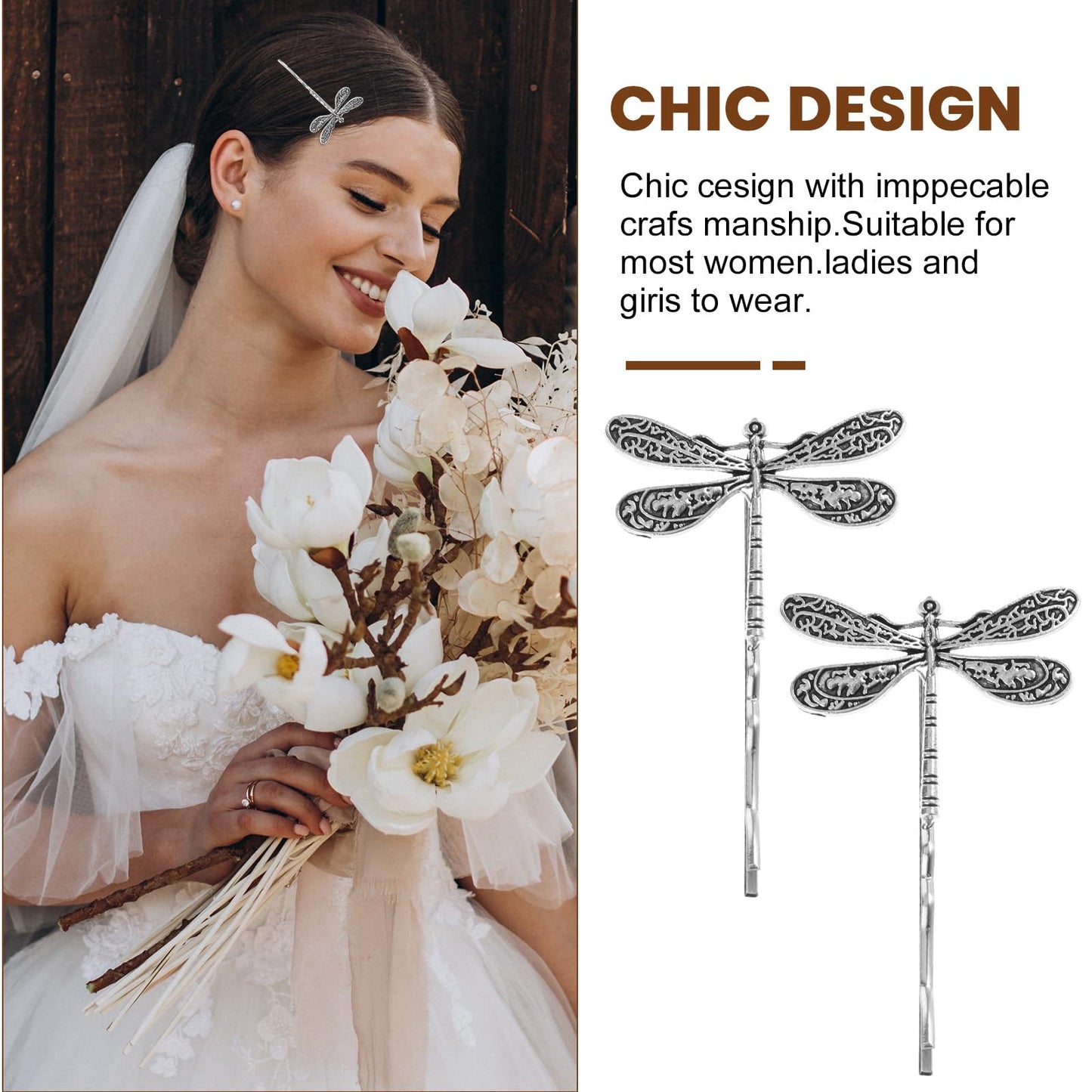 HJZHII French style dragonfly hat clip used as a decorative accessory on a garment