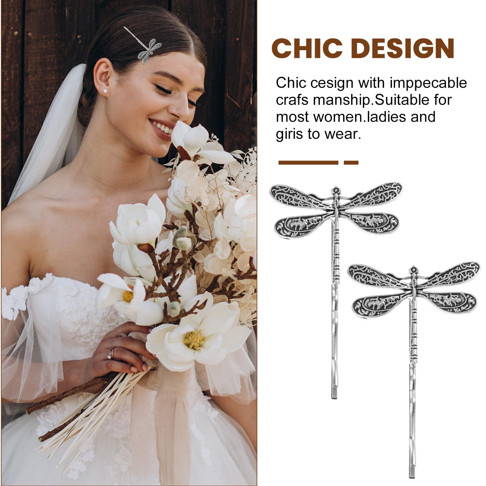 HJZHII French style dragonfly hat clip used as a decorative accessory on a garment