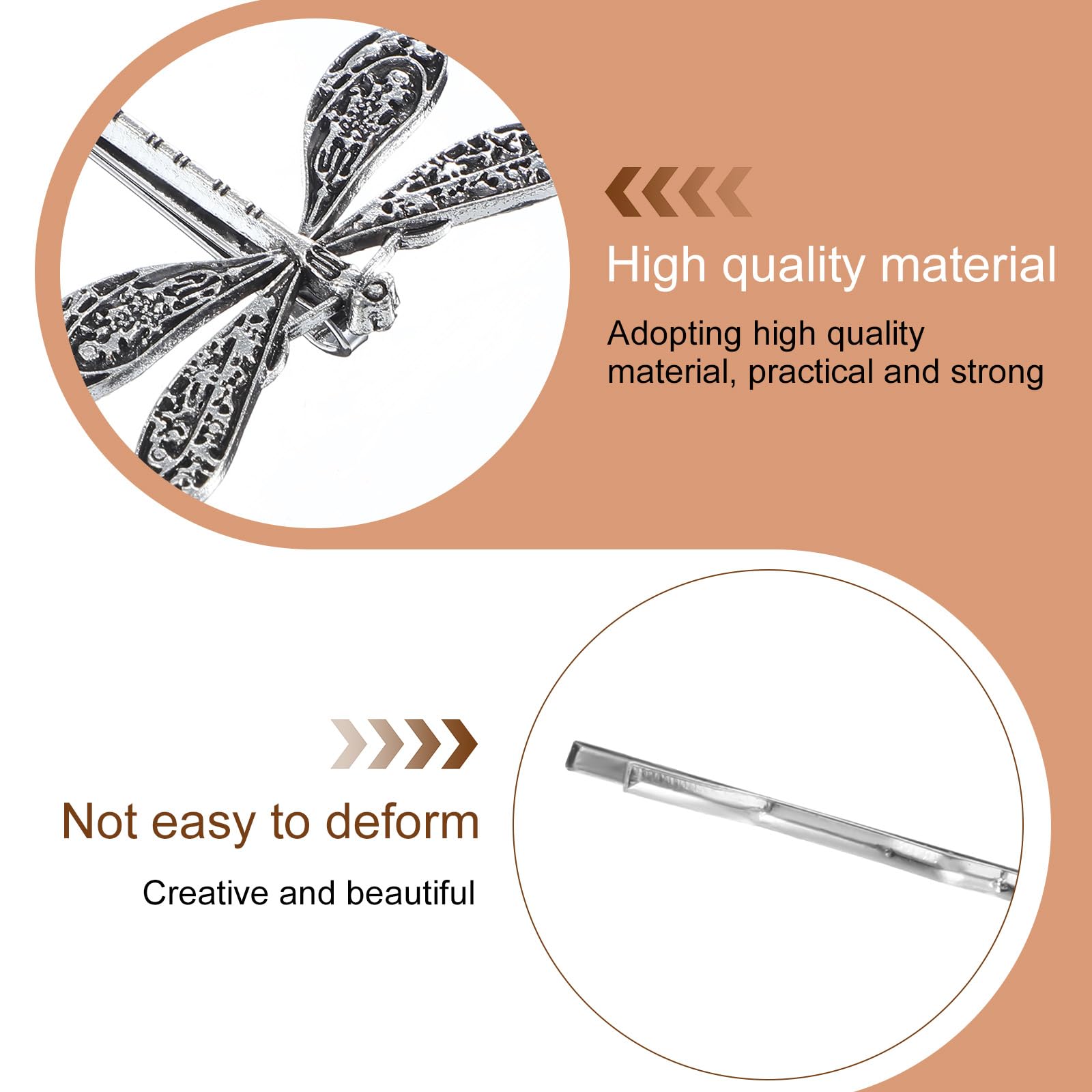 HJZHII premium bridal headdress dragonfly hair barrette measurement and dimensions view