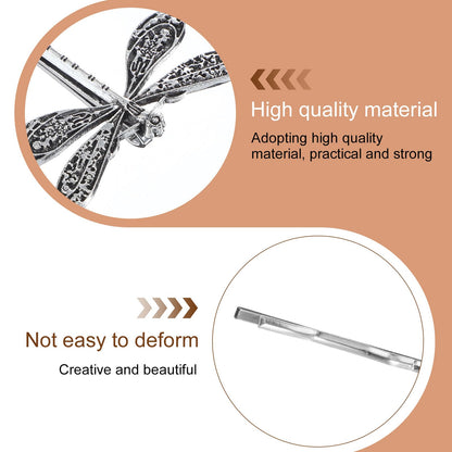 HJZHII premium bridal headdress dragonfly hair barrette measurement and dimensions view