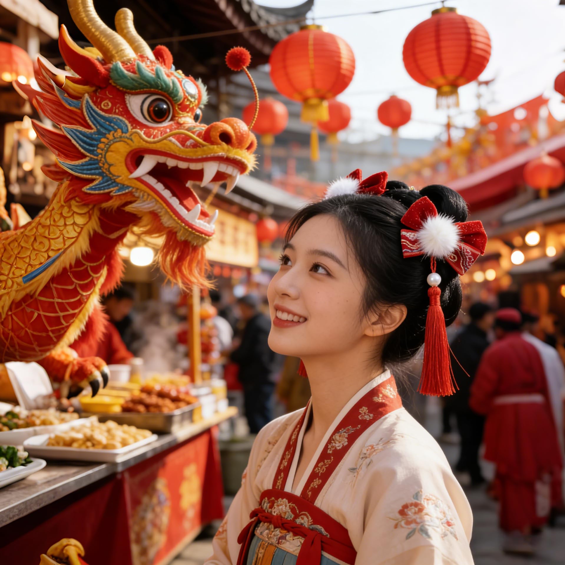 KYMY Spring Festival red bow hairpins with traditional Chinoiserie tassels