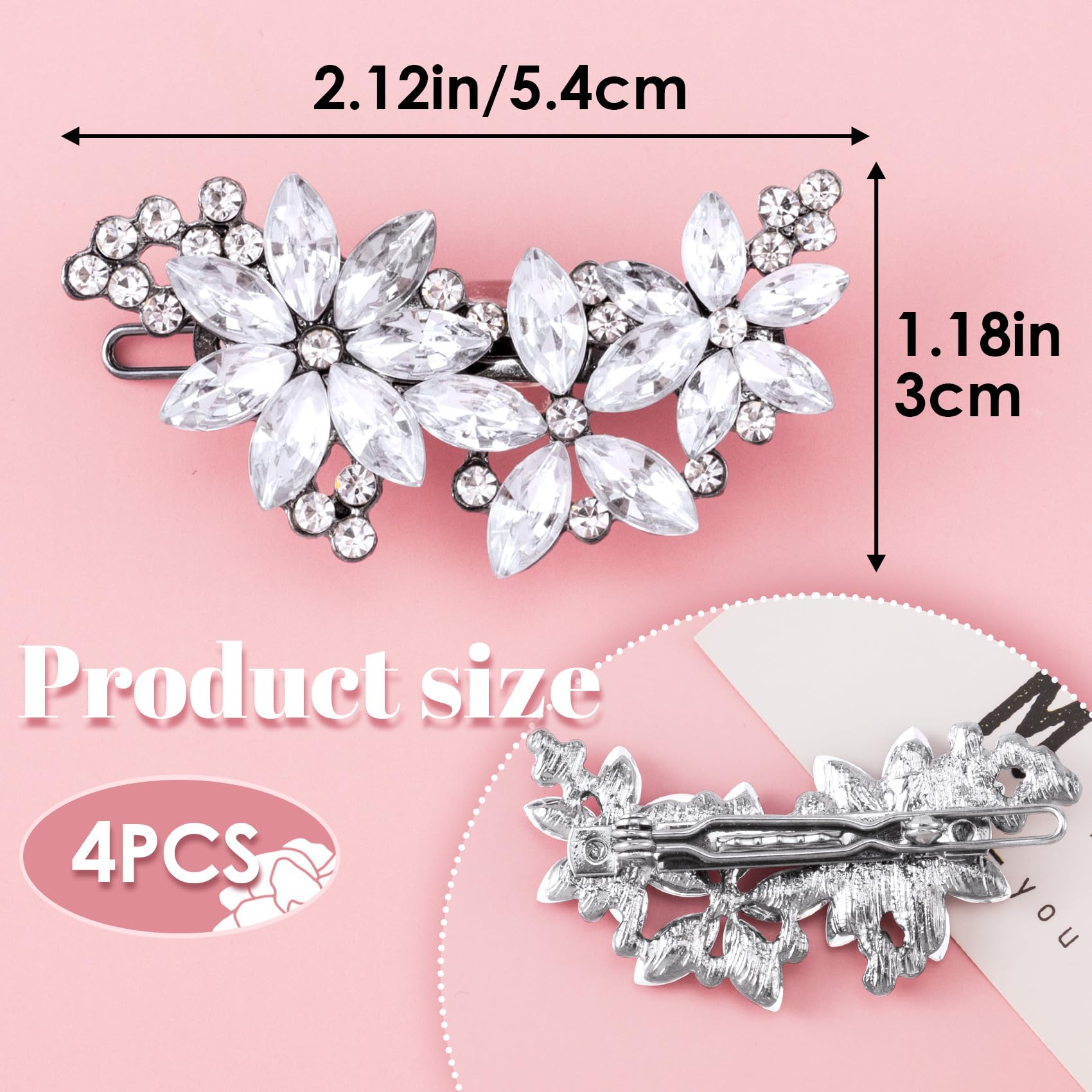 Isslly bridal hair barrette set of four elegant crystal headpieces for women