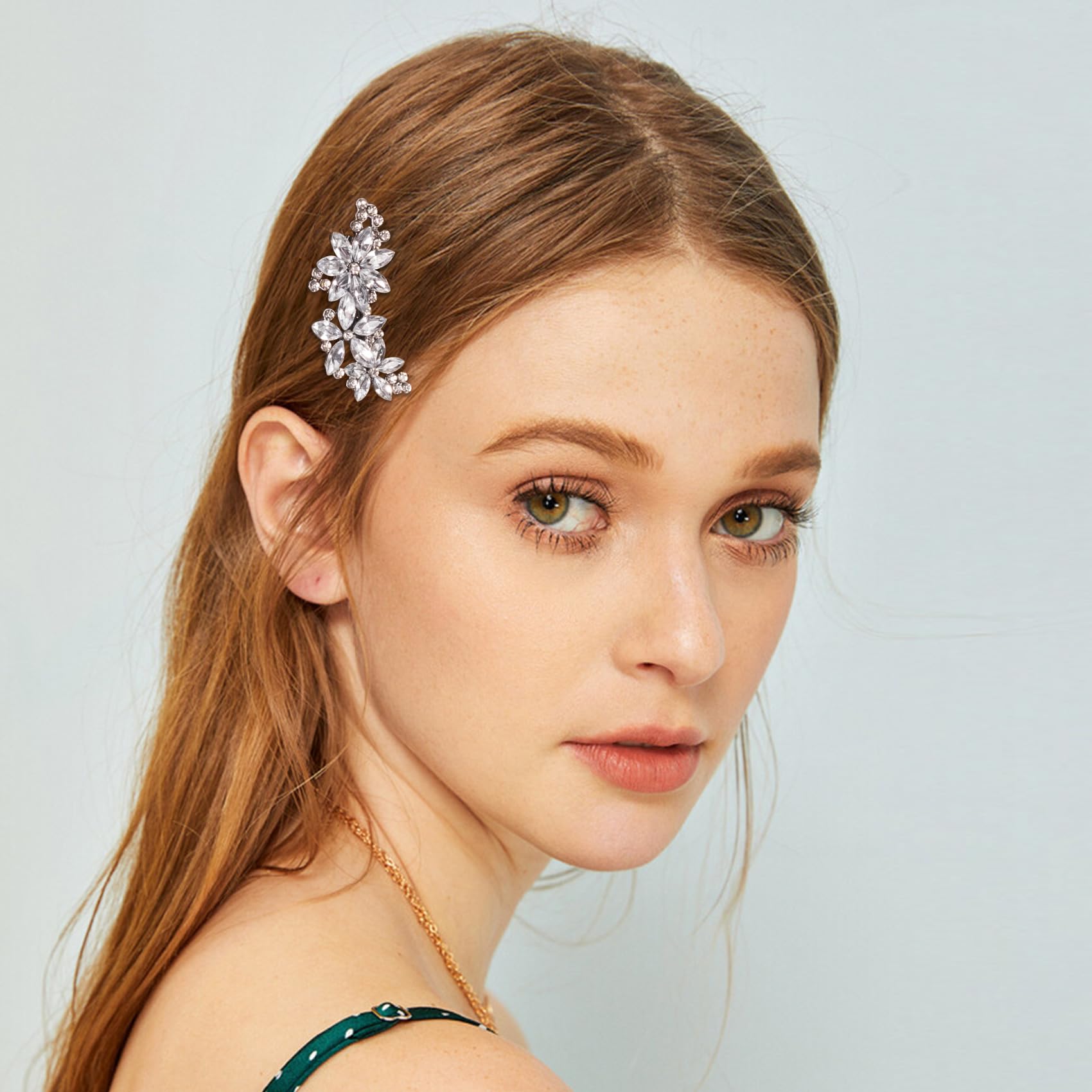Isslly premium metal crystal flower pin for elegant bridal updos and hairstyles