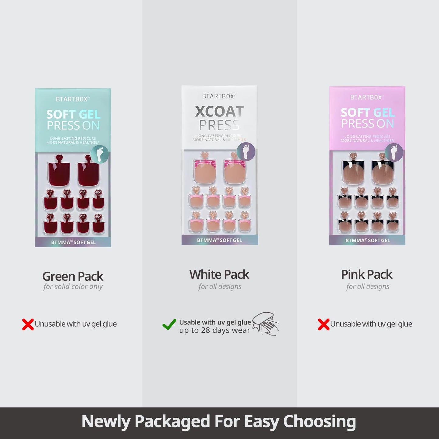 Semi-transparent French design Btartboxnails toenails