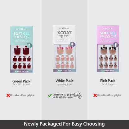 Semi-transparent French design Btartboxnails toenails