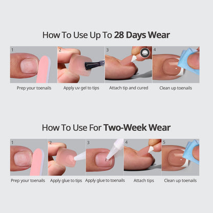 Professional pedicure result using Btartboxnails lamp-curable kit