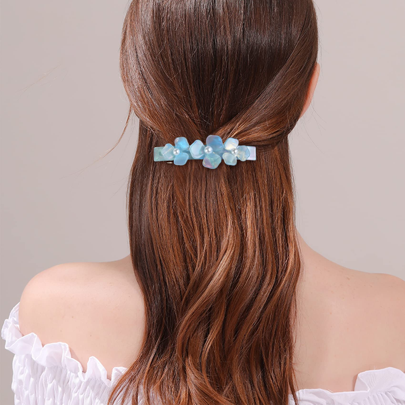 Jayongnee flower 1 variant automatic clasp hair barrette demonstrating the anti slip spring design