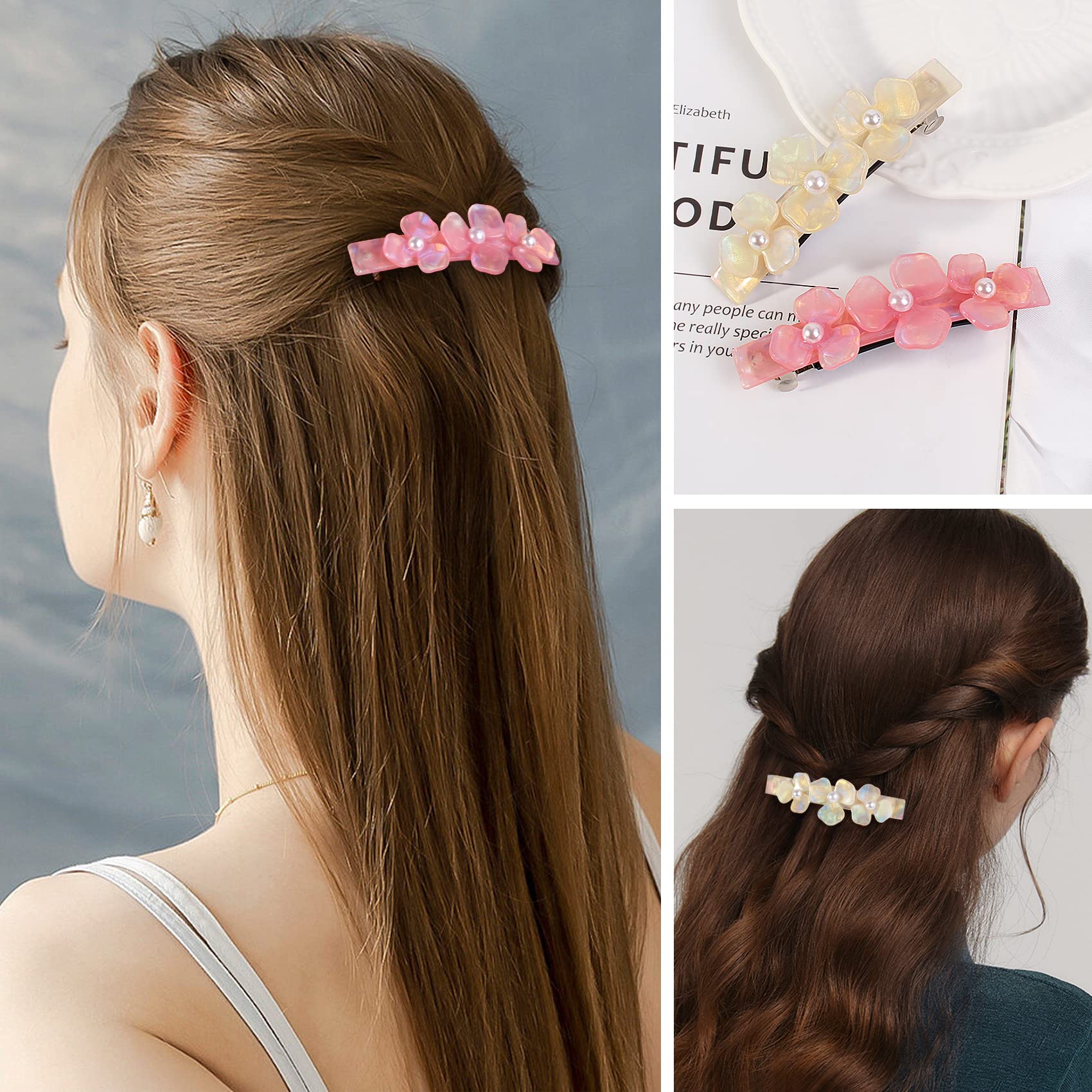 Elegant daisy flower pattern hair accessories with pearl embellishments for women