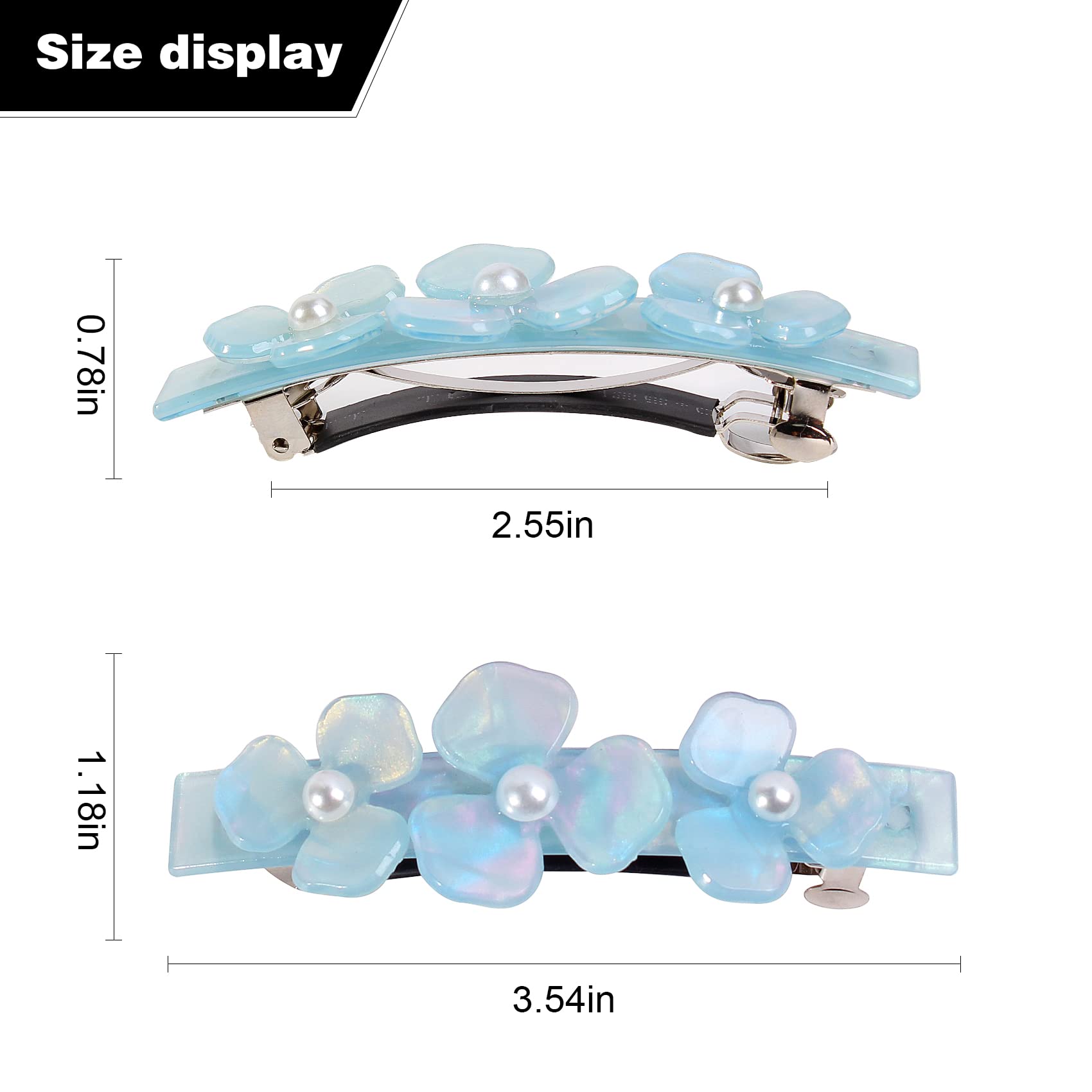 Side profile of the premium large vintage barrette ideal for thick and medium hairstyles
