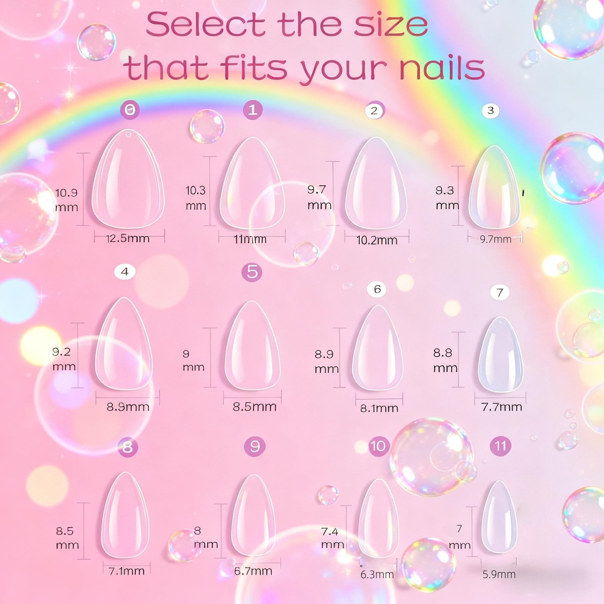 Clear acrylic press on nails for diy kids manicure