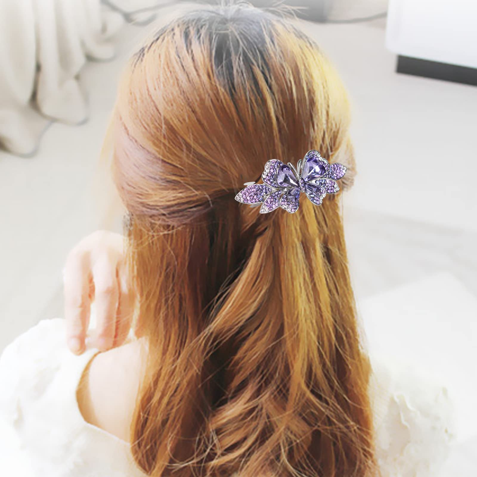 Sankuwen crystal butterfly hair accessory highlighting the non slip grip design