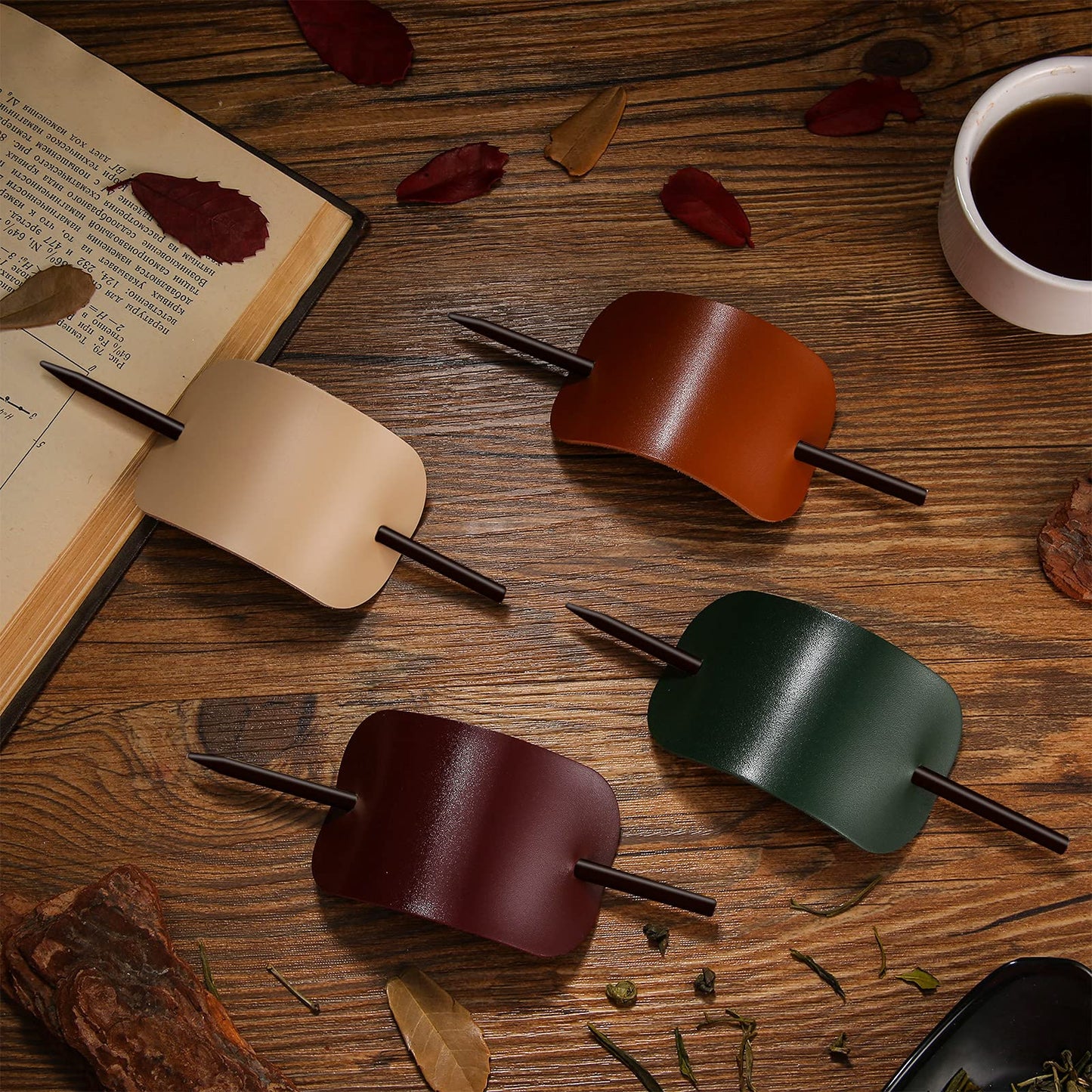 Back view of the premium leather barrette showing the soft non slip inner material
