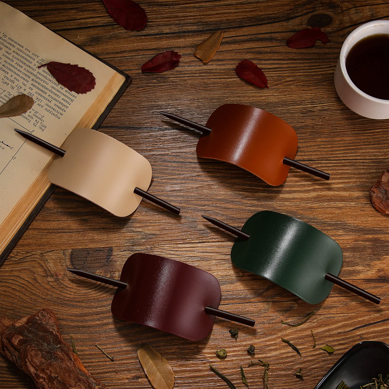 Back view of the premium leather barrette showing the soft non slip inner material