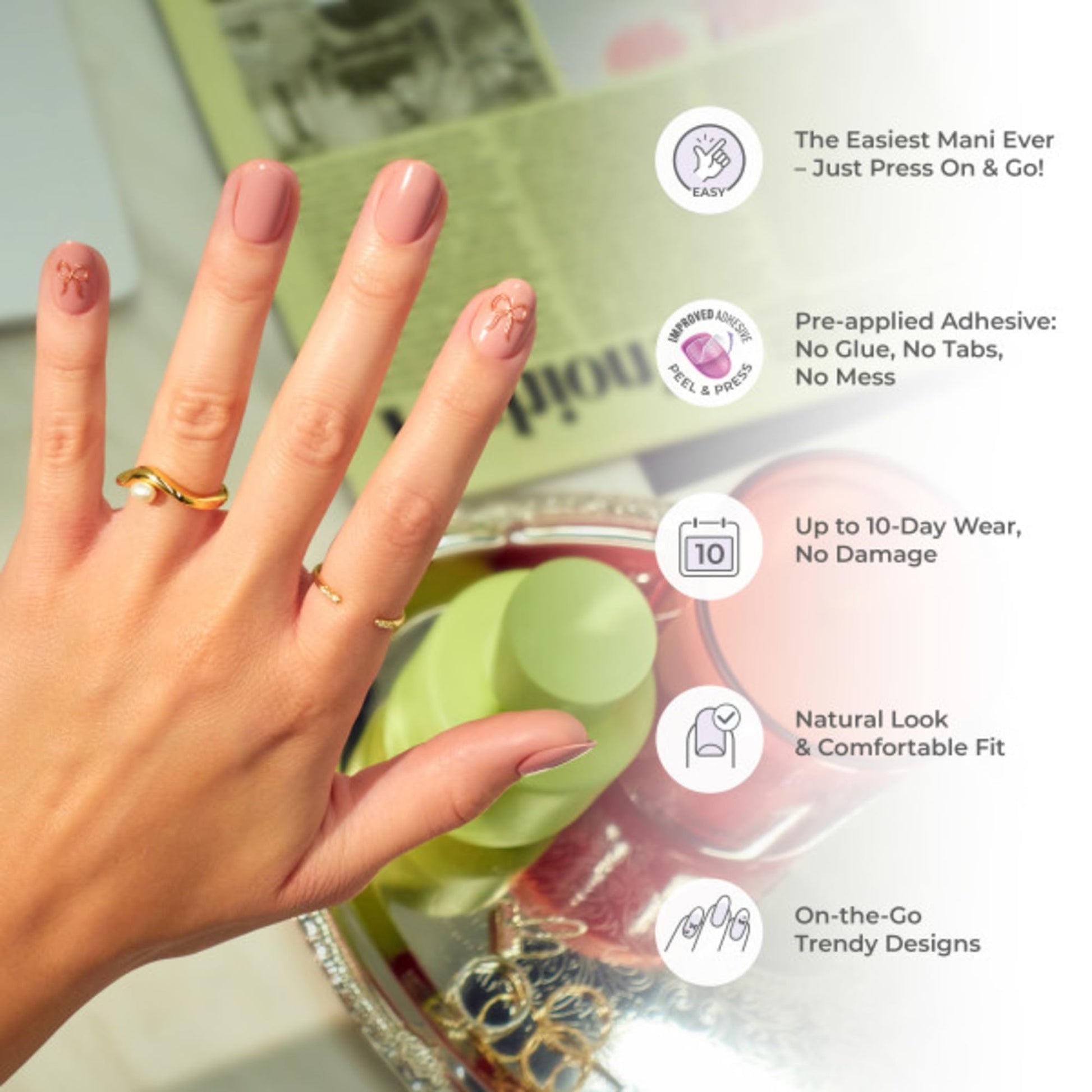 Instructions and contents of Kiss Impress manicure set