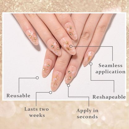 Hand model wearing medium almond boho press on nails