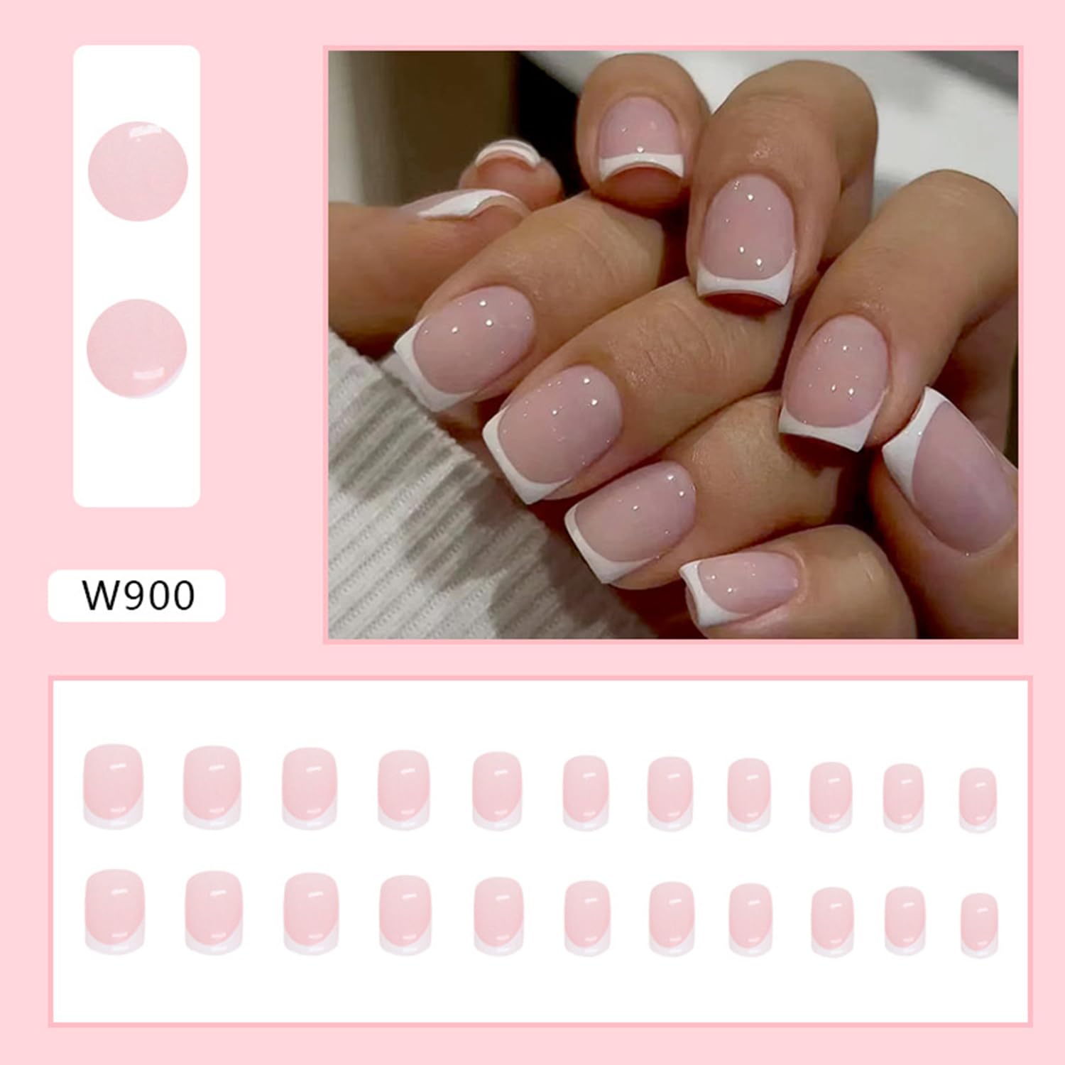 Nailfy French manicure short square fake nails set