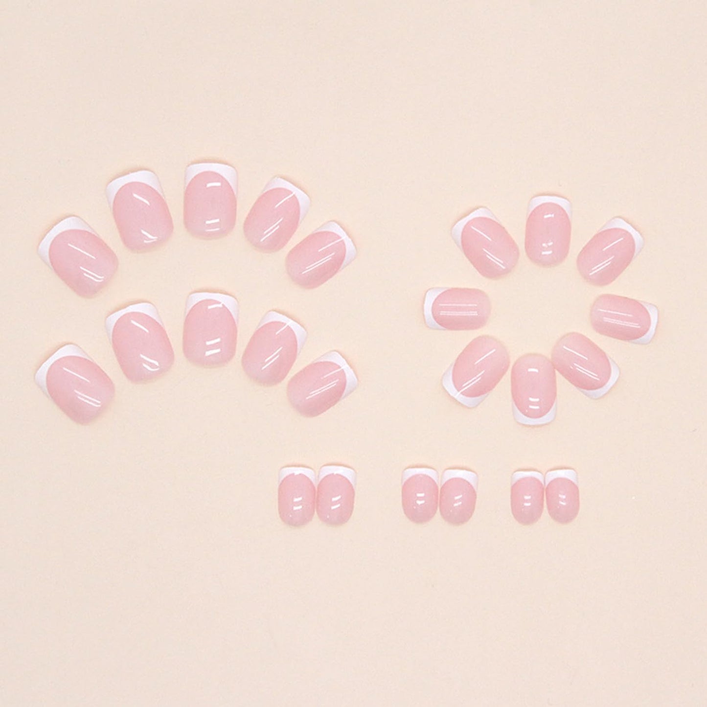 Nailfy 24 piece glossy pink and white press on nail kit