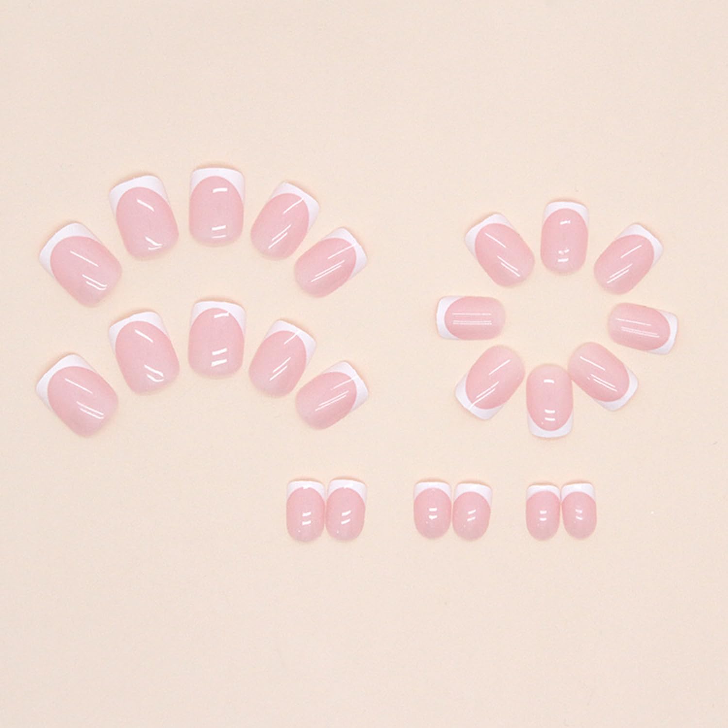 Nailfy 24 piece glossy pink and white press on nail kit