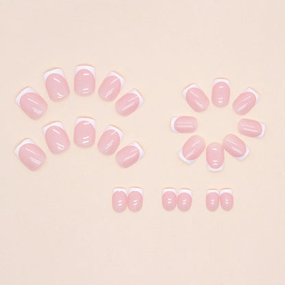 Nailfy 24 piece glossy pink and white press on nail kit