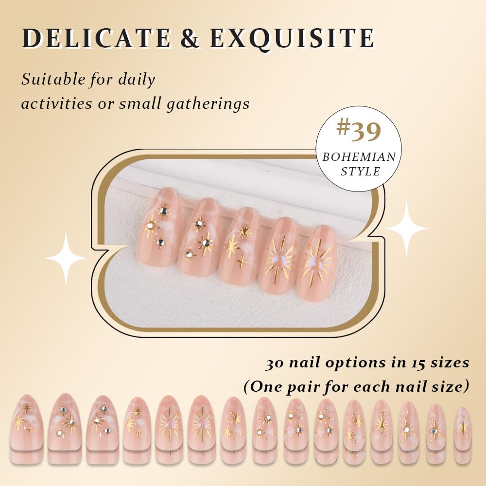 Application kit included with Xzmeilun boho star press on nails