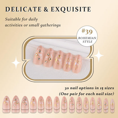 Application kit included with Xzmeilun boho star press on nails