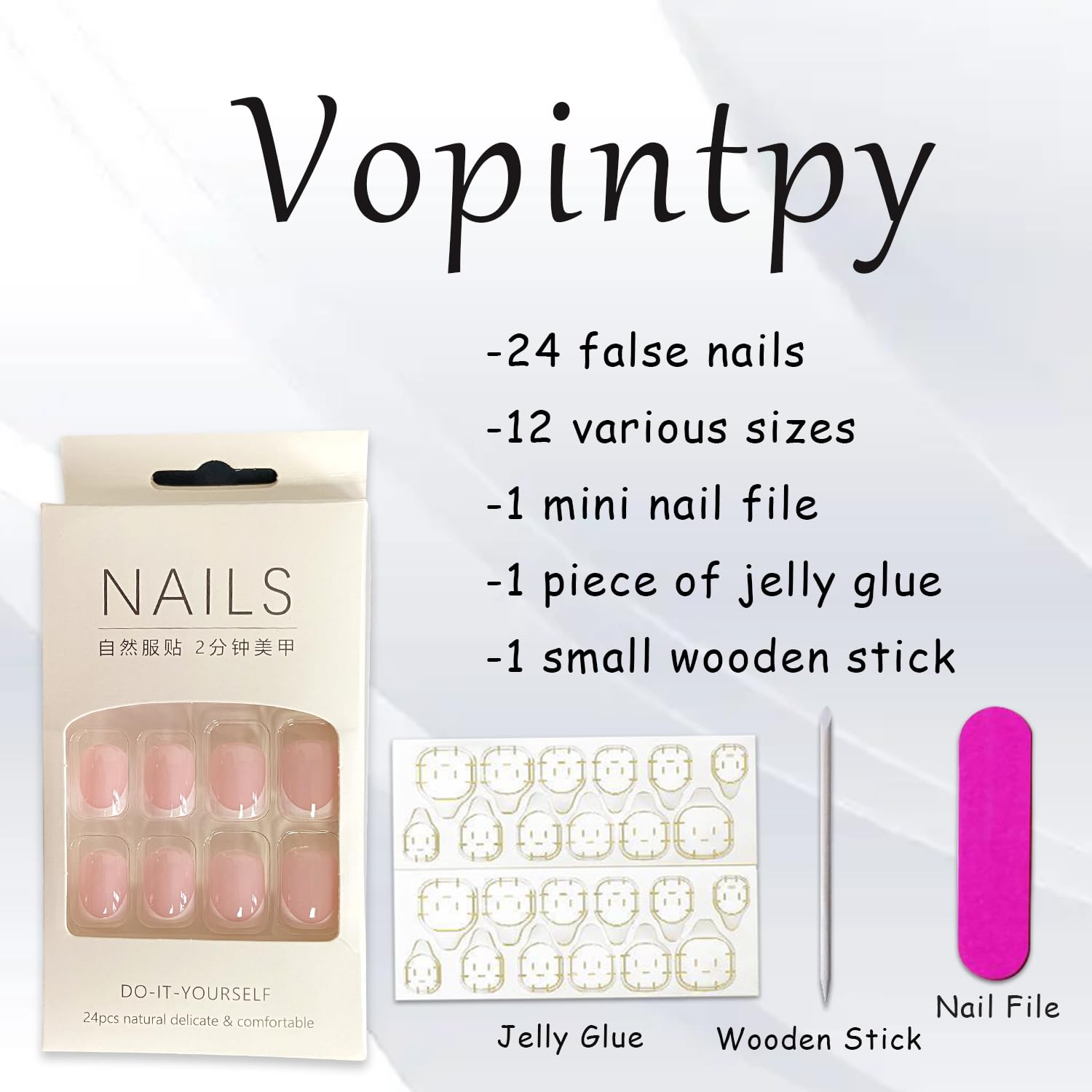 Nailfy reusable pink nude base white tip press on nails