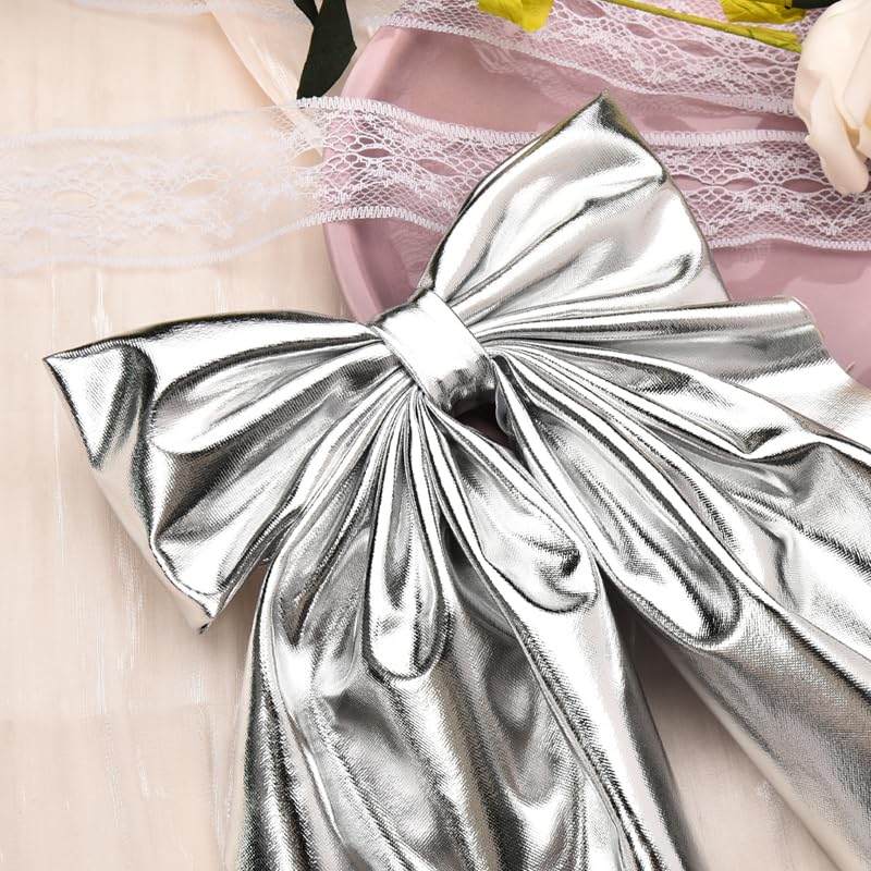 ShiQiao Spl silver bow hair clips for women packaged neatly as an elegant gift option.