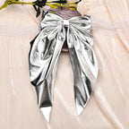 ShiQiao Spl silver bow barrette packaging and product view
