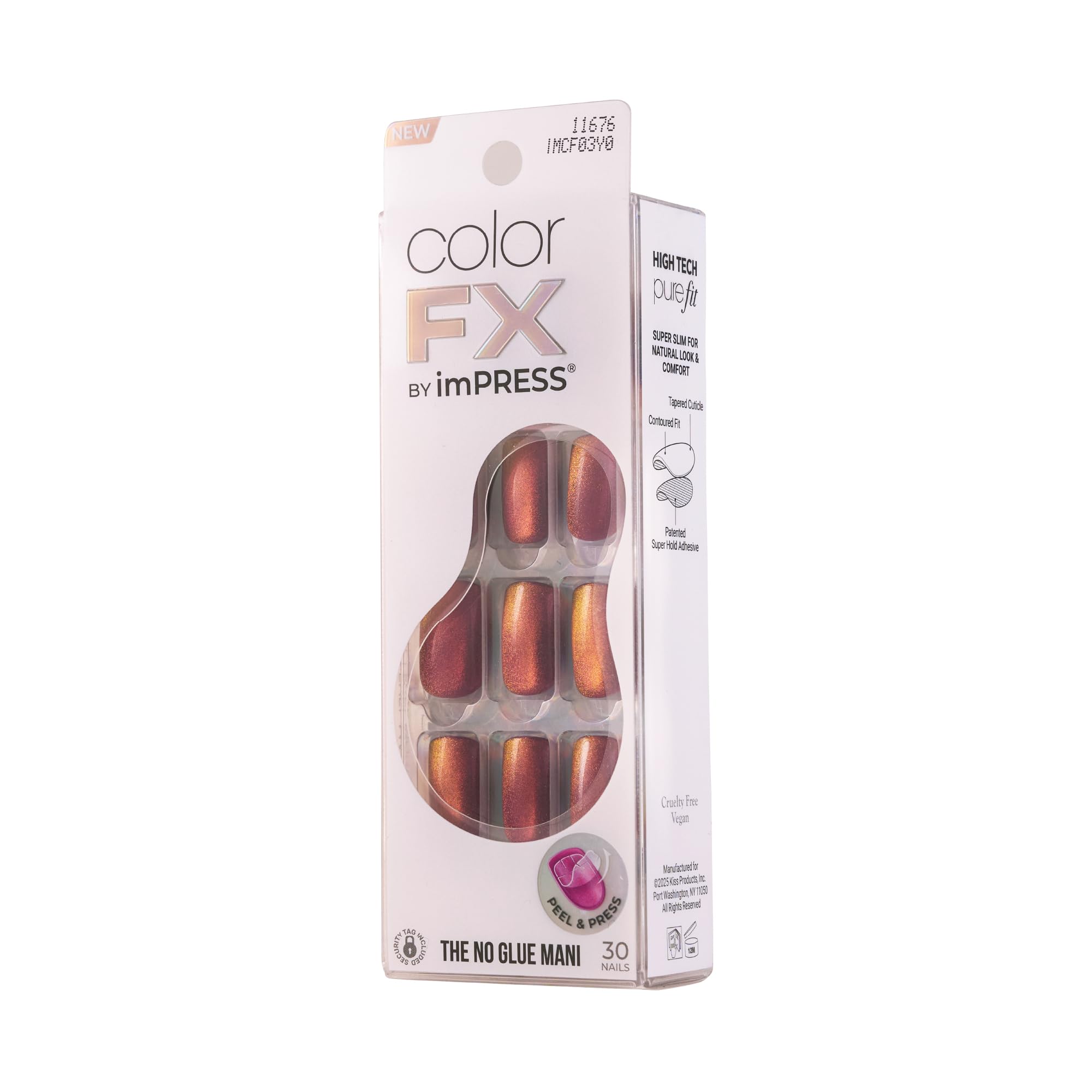 Close up of Kiss Impress Color Fx nail shape