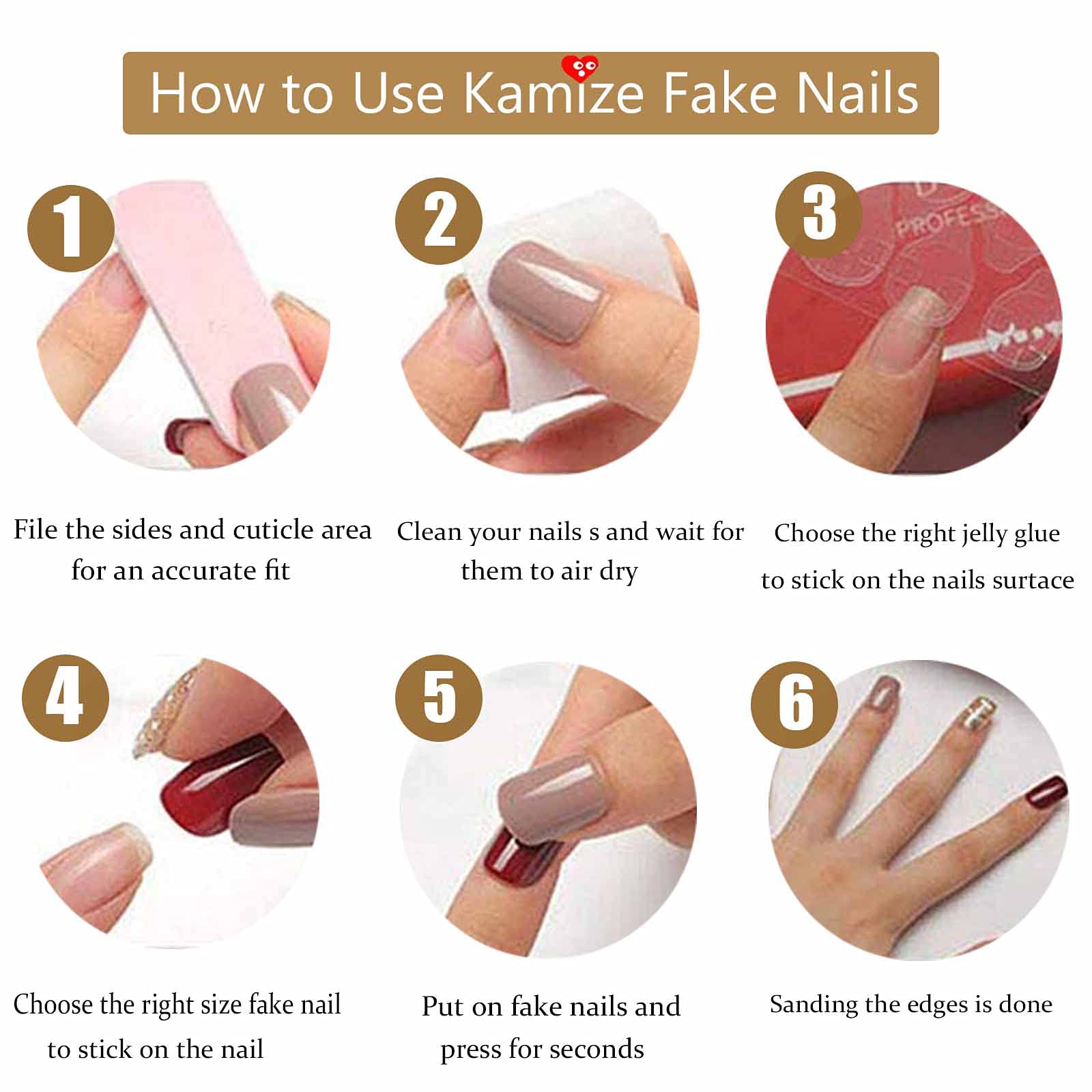 Reusable daily wear ombre fake nails for girls