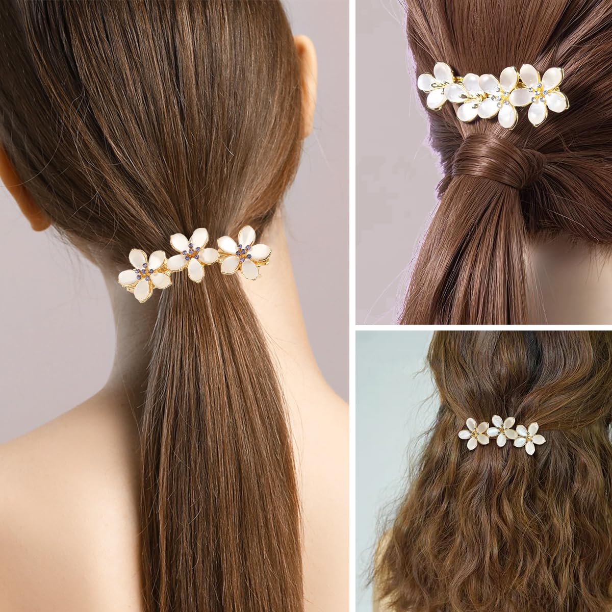 MAYCREATE floral hair barrettes displayed together showing uniform craftsmanship