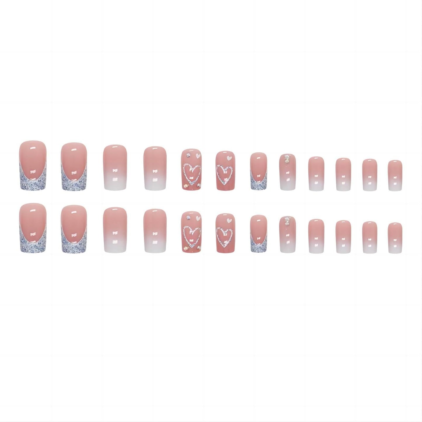 Twenty four piece press on nail set in pink gradient