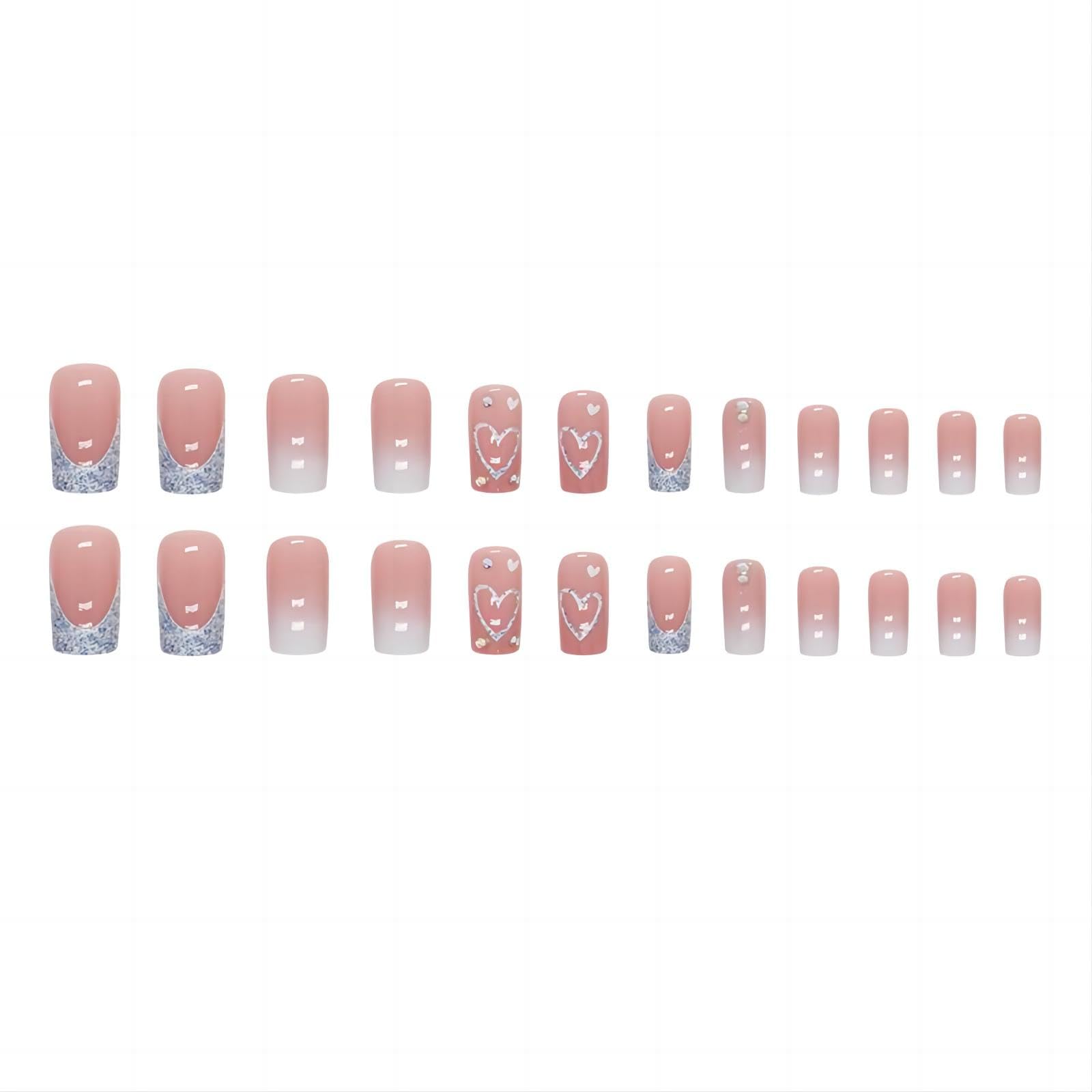 Twenty four piece press on nail set in pink gradient