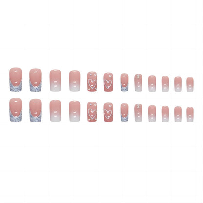 Twenty four piece press on nail set in pink gradient
