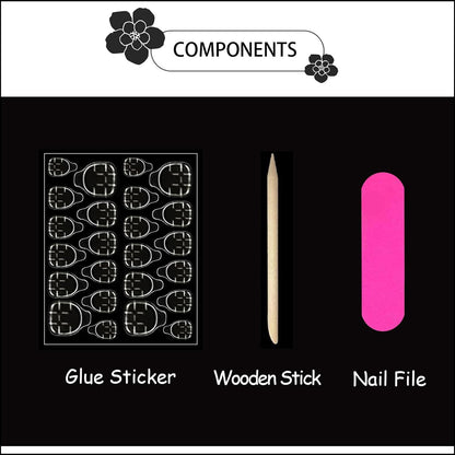 DIY nail art kit including files and glue for leopard French tips