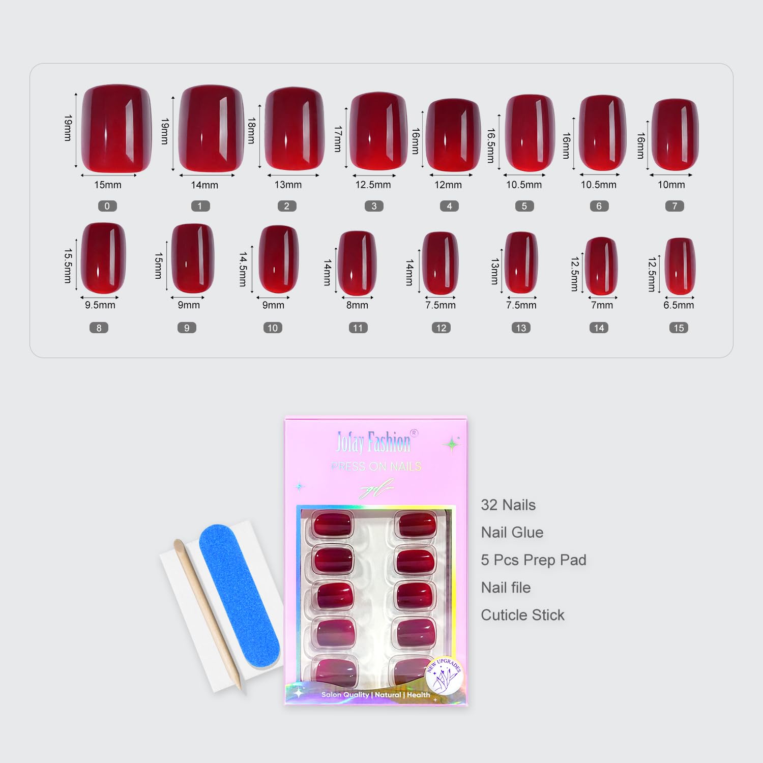 Hand model wearing short square maroon press on nails