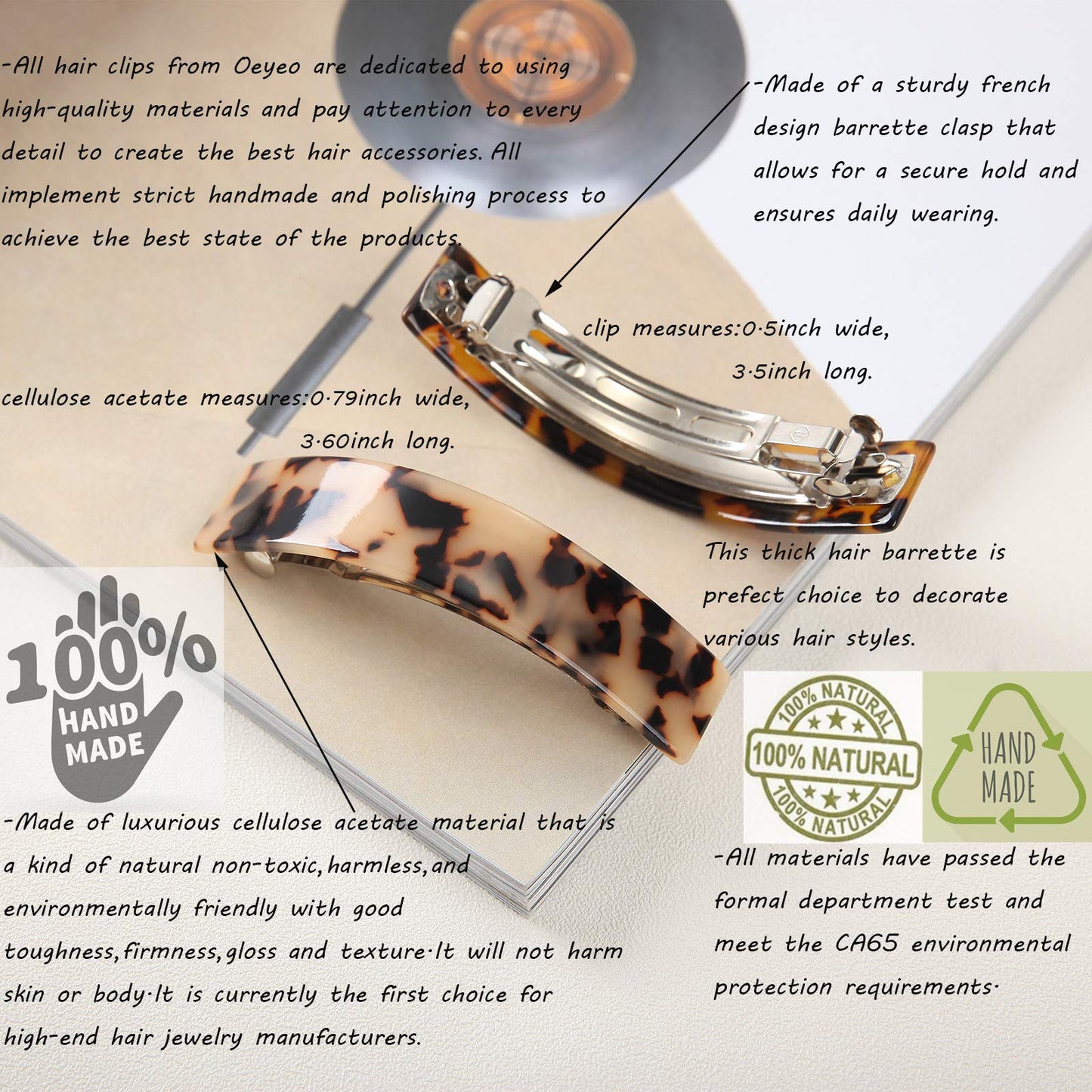Eyegla non slip hair clips for thick hair showcasing the high gloss polished finish