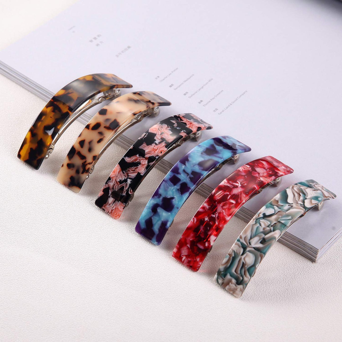 Eyegla premium tortoise shell hair barrettes presented as a two piece gift set for women