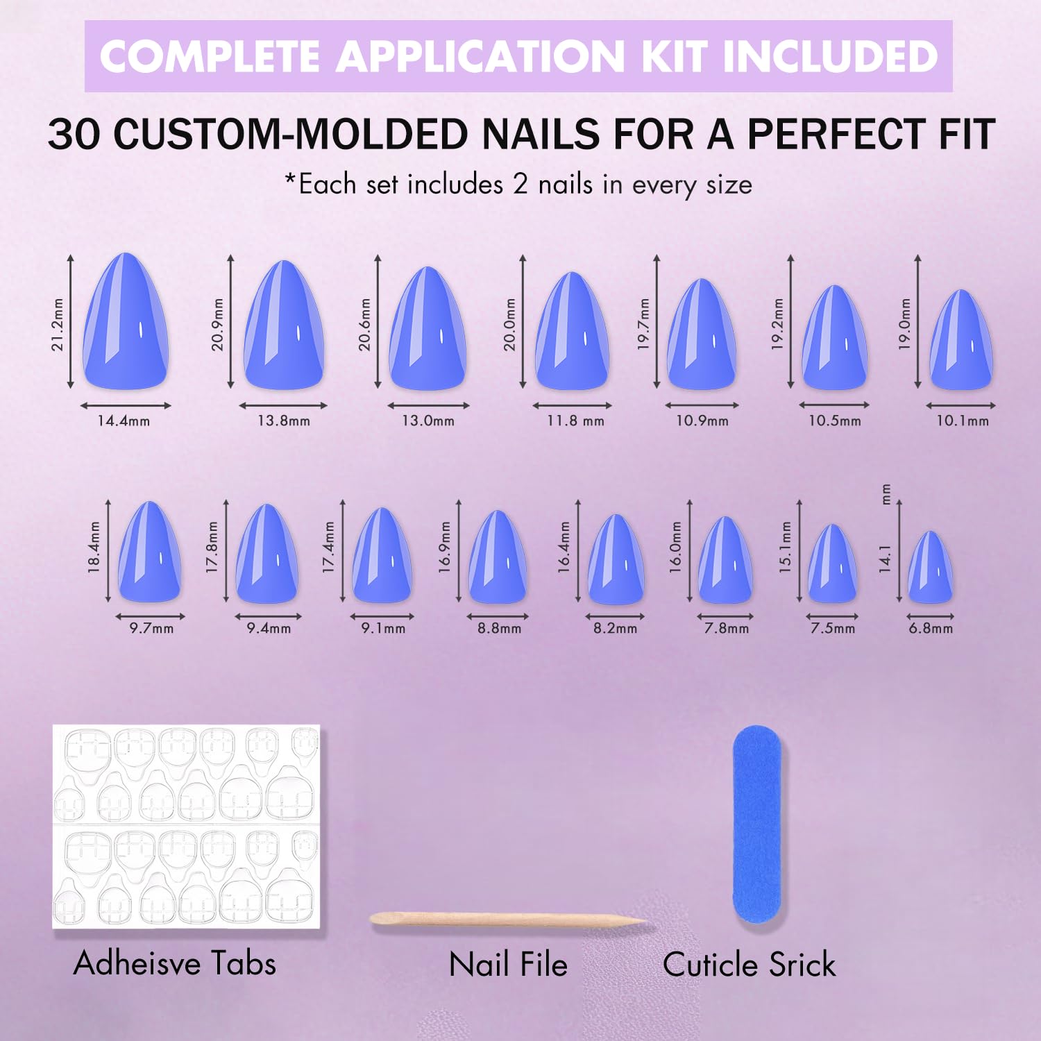 KQueenest acrylic press on nails set with professional finish