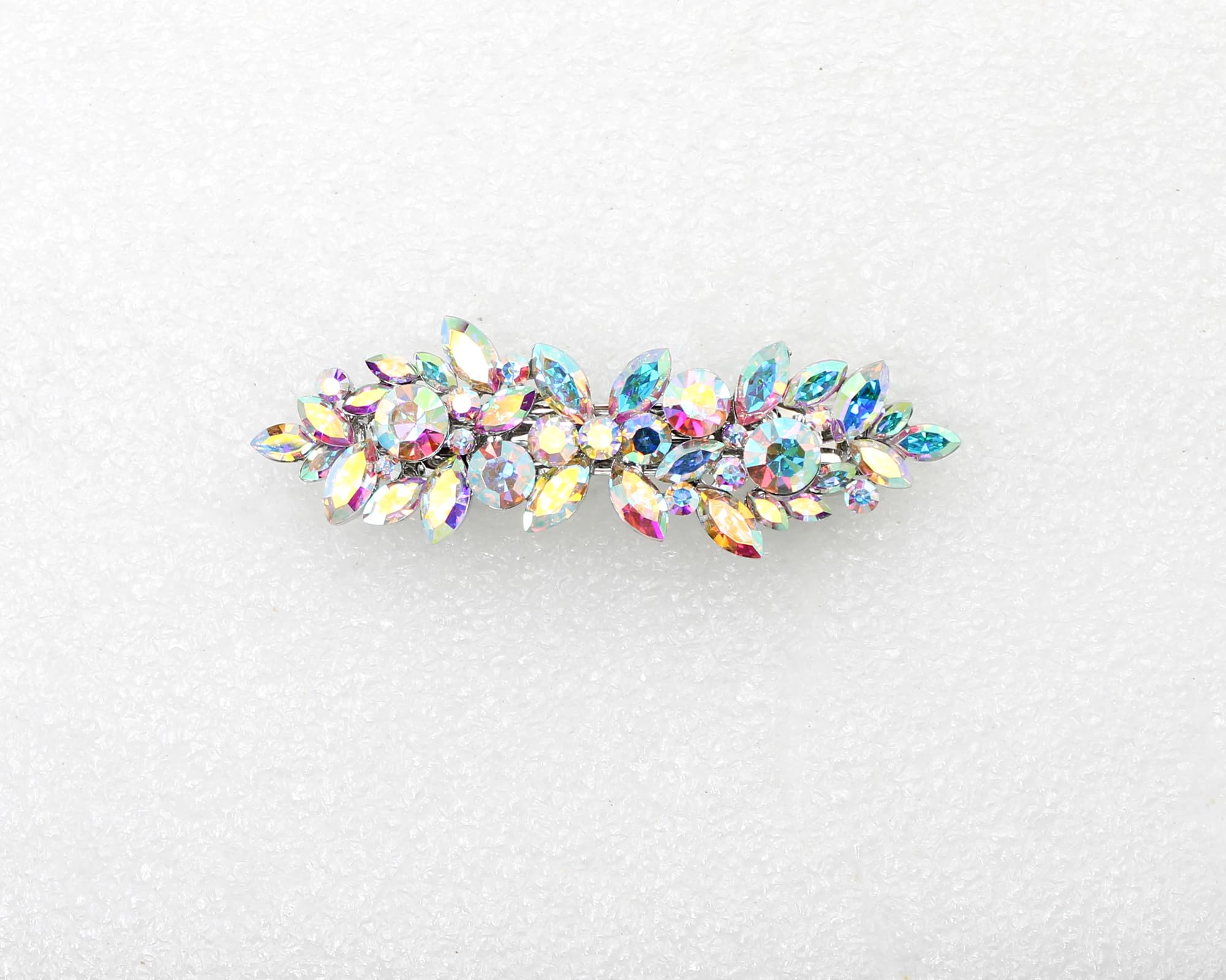 Faship crystal flower hair clip silvertone alloy finish displaying detailed marquise stone arrangement