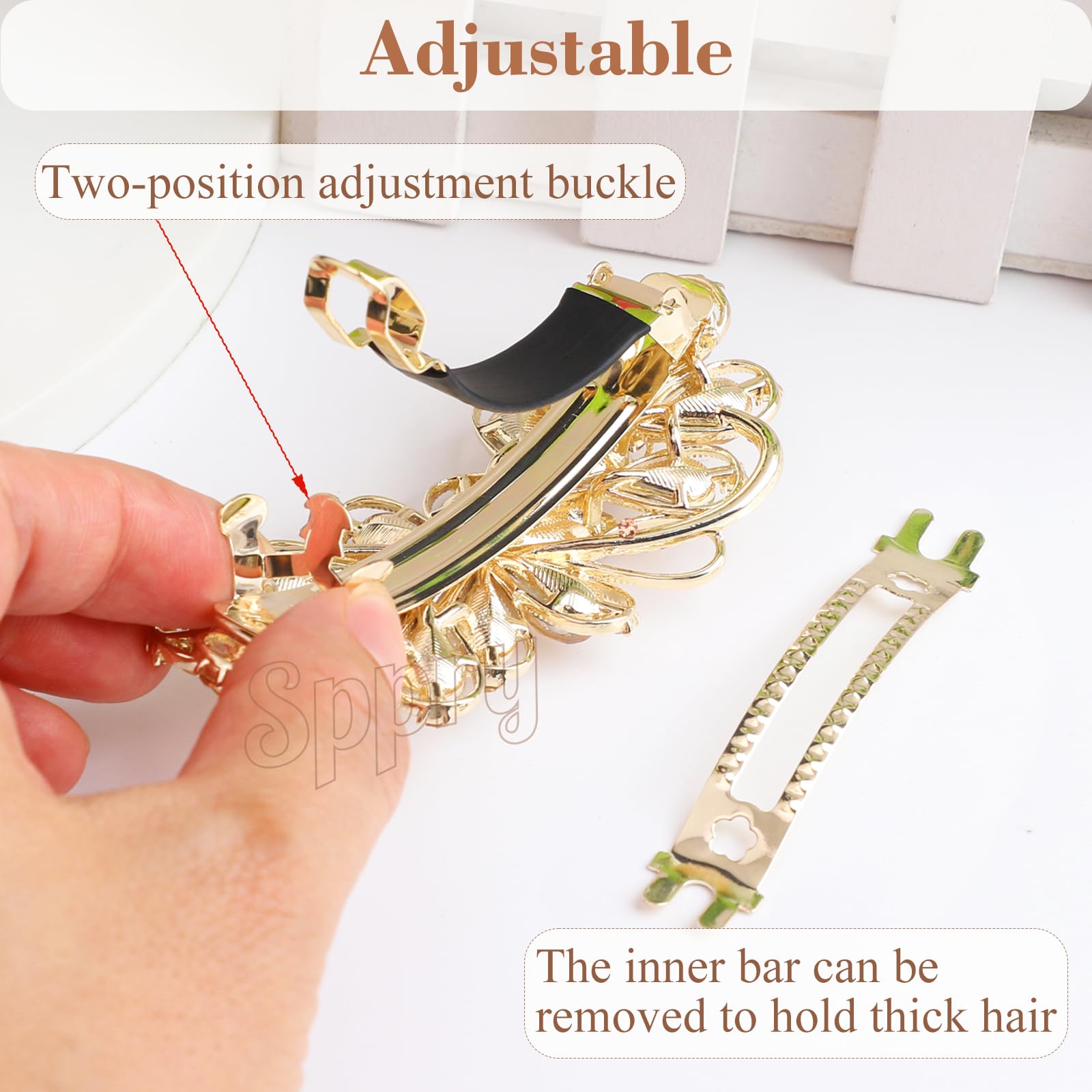 Beaupretty luxury gold tone hair barrette styled in an elegant wedding updo.