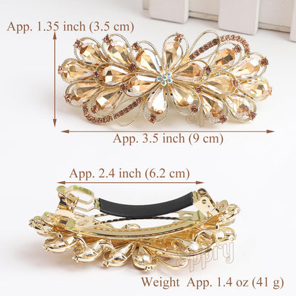 Beaupretty large rhinestone hair barrette showing the intricate cluster flower craftsmanship.