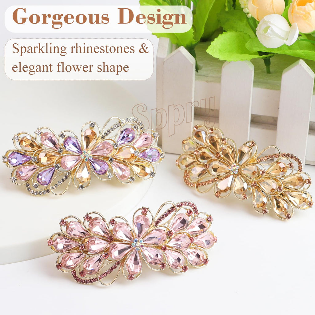 Beaupretty elegant rhinestone barrette styled for wedding party and bridal wear.