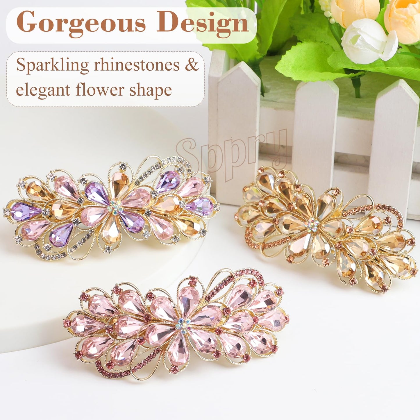 Beaupretty champagne crystal hair accessory packaged beautifully for festive gifting.