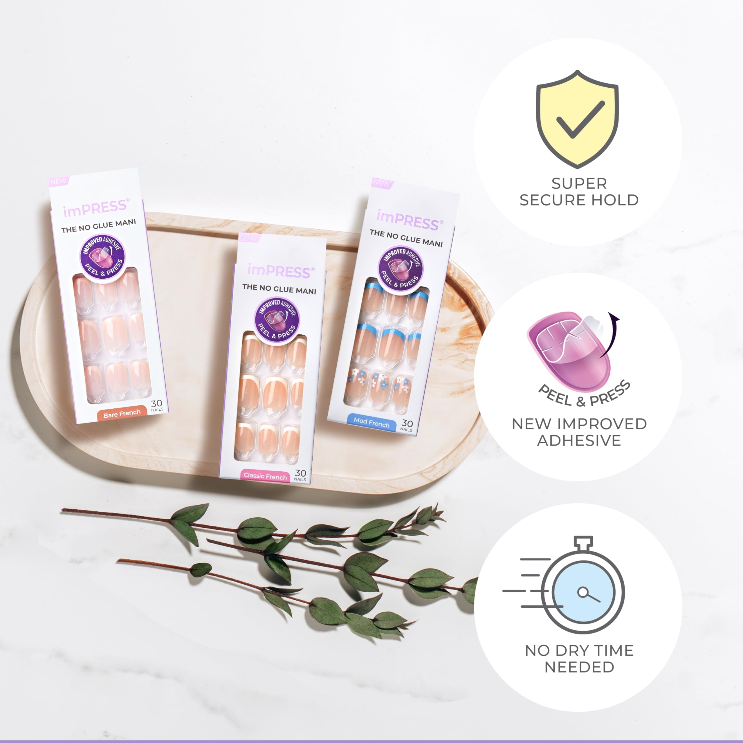 Kiss Impress nails packaging showing 30 count