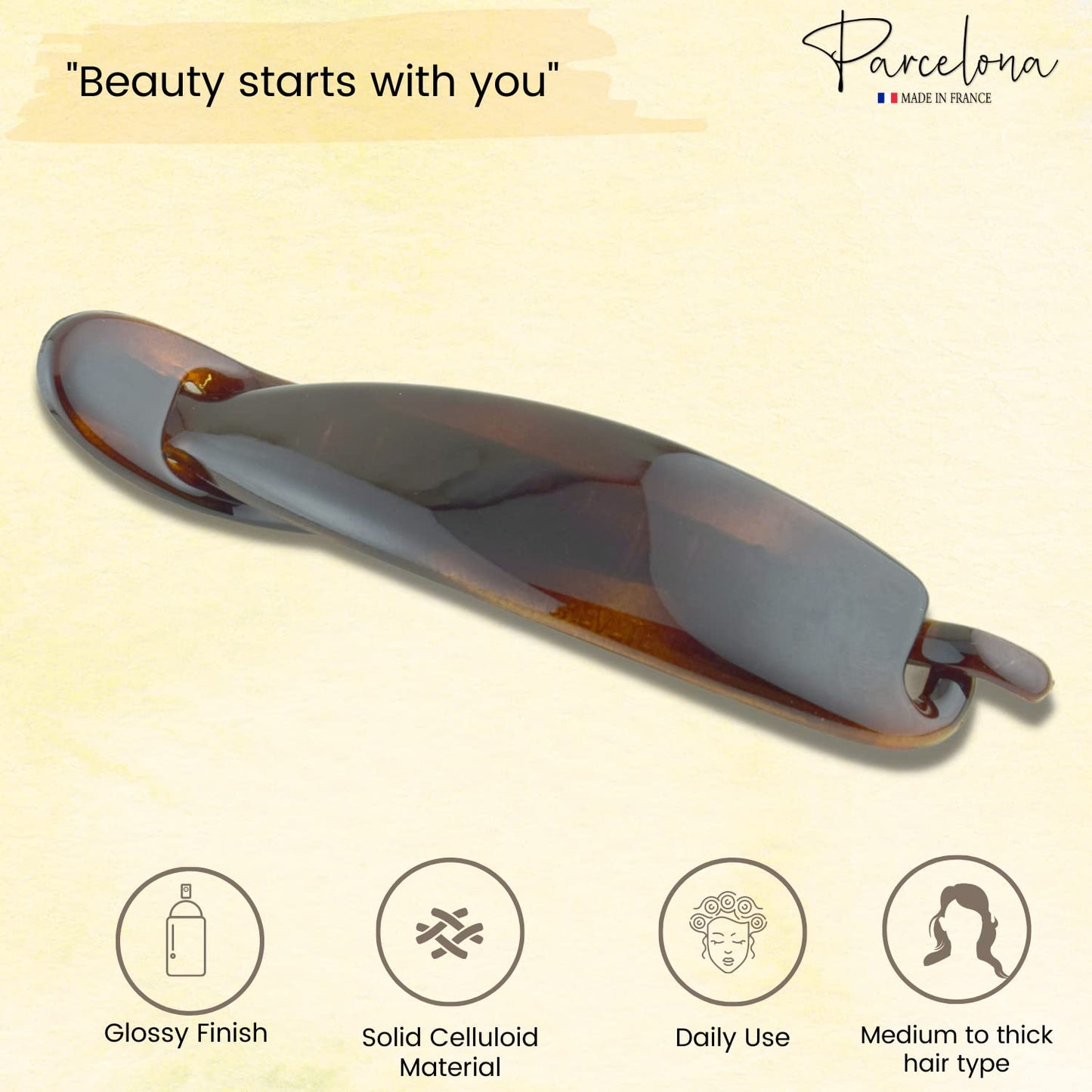 Parcelona premium metal free hair clip showing the innovative closing clasp mechanism.
