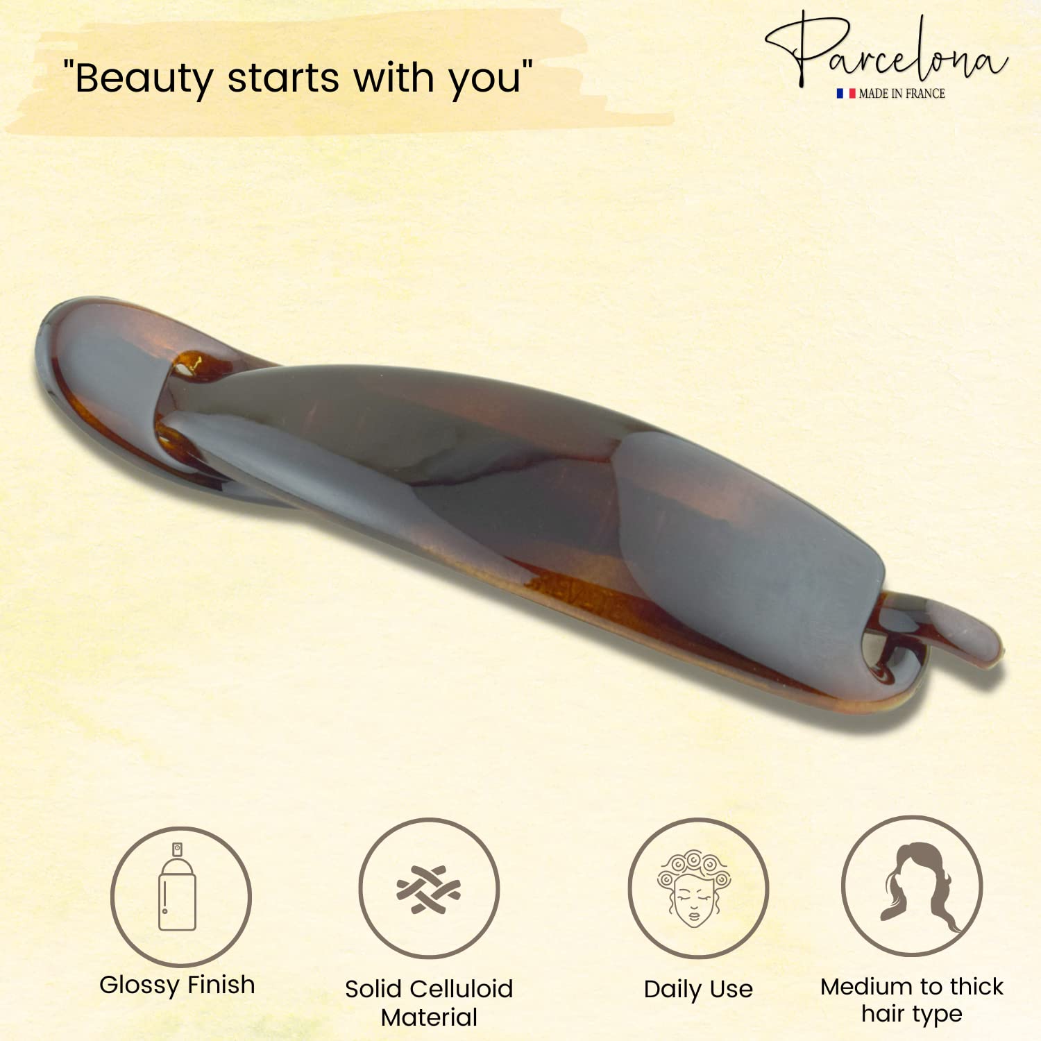 Parcelona premium metal free hair clip showing the innovative closing clasp mechanism.