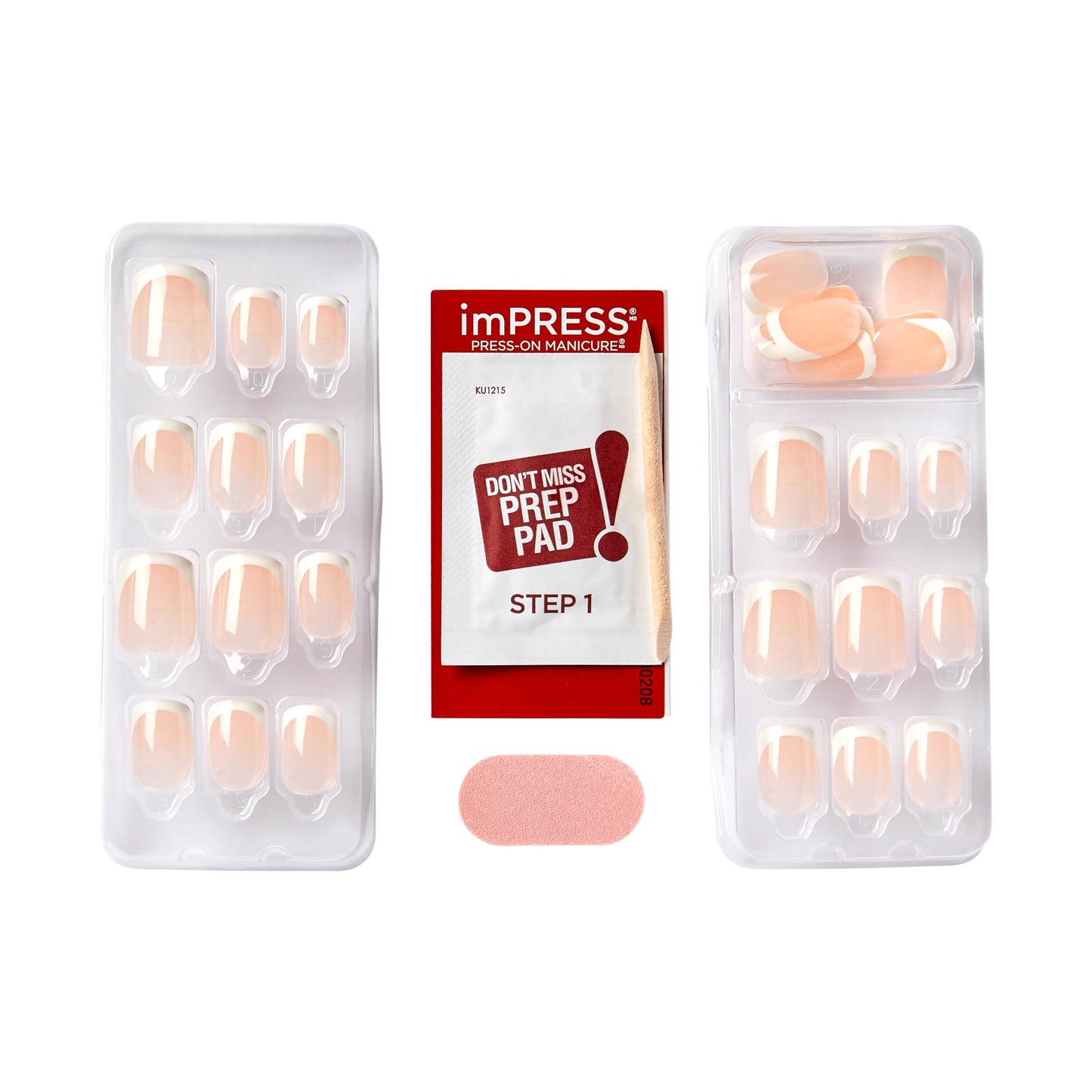 Side profile of short squoval French manicure nails